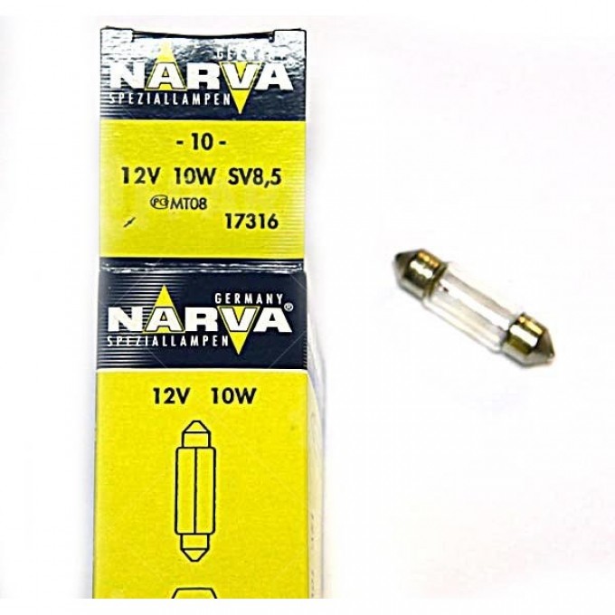 Лампа NARVA 12V C10W 10W SV8.5 28mm софитная 112562842