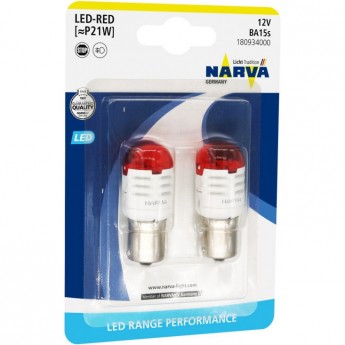 Лампа NARVA LED P21 12V 1.75W B2 BA15s red 2шт.