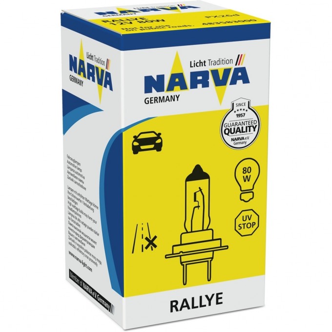 Лампа NARVA RALLYE H7 80W 12V PX26D 117420324