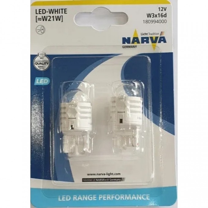 Лампа NARVA RANGE PERFORMANCE LED 12V W21W 1.75W 2 шт. 47380969