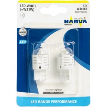 Лампа NARVA RANGE PERFORMANCE LED 12V W21W 1.75W W3x16d 2шт.