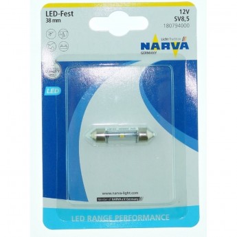 Лампа NARVA RANGE PERFORMANCE LED FEST T10.5x38 12V 0.6W SV8.5 6000K