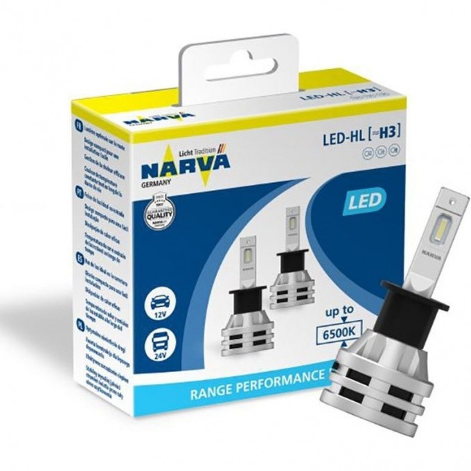 Лампа NARVA RANGE PERFORMANCE LED H1 PX26d 16W 6500K 2 шт. 100281446