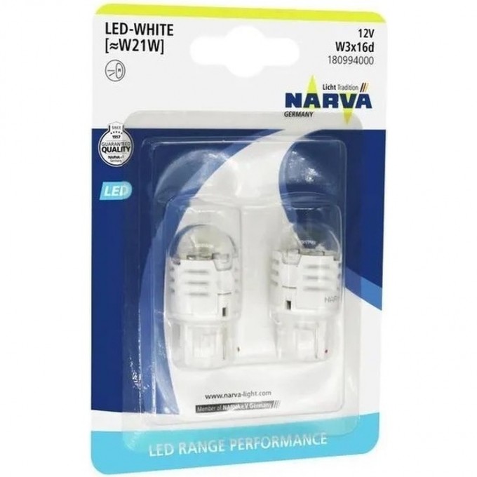 Лампа NARVA RANGE PERFORMANCE LED W21 white 2 шт. 117110322