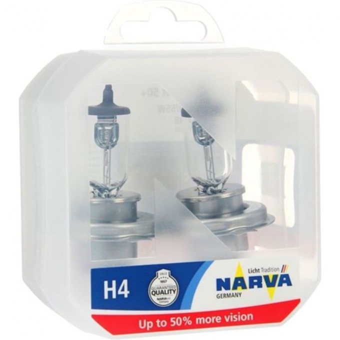 Лампа NARVA RANGE POWER 50+ 12V H4 60/55W P43t бокс 2шт. 91250930