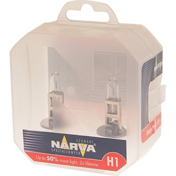 Лампа NARVA RANGE POWER 50+ H1 55 12V P14.5s 2шт. 14428532