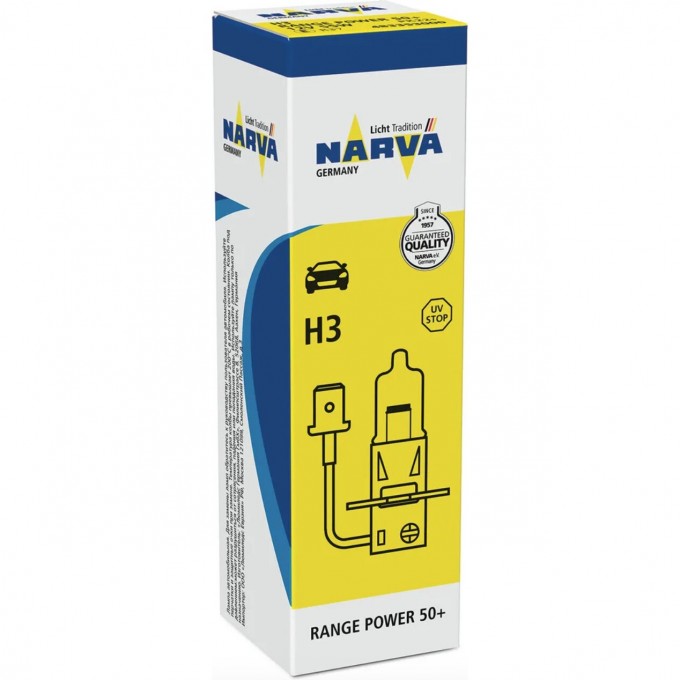 Лампа NARVA RANGE POWER 50+ H3 12V 55W PK22s NVA C1 81187176