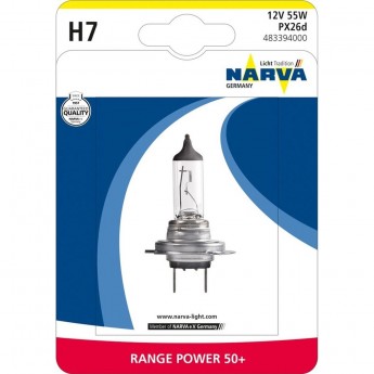 Лампа NARVA RANGE POWER 50+ H7 12V 55W PX26d