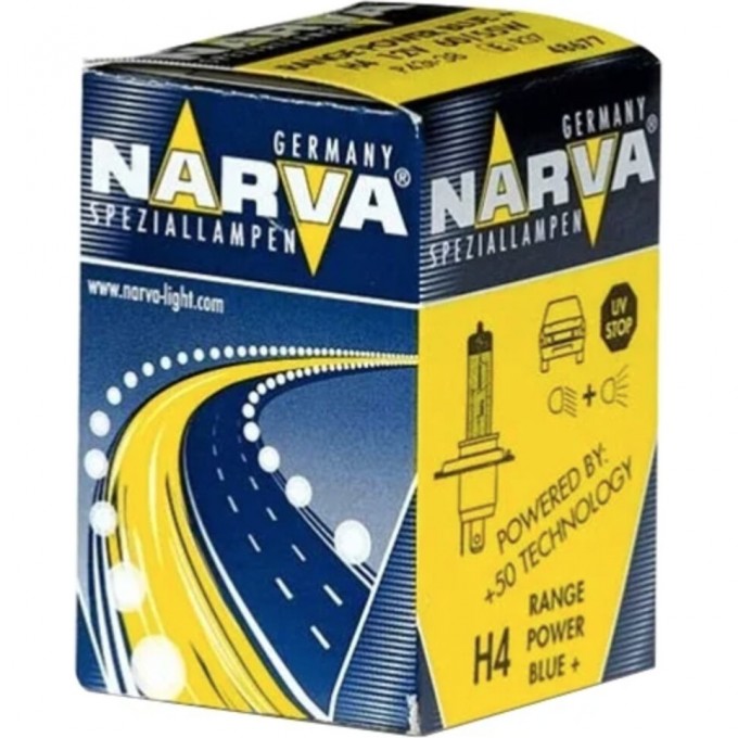 Лампа NARVA RANGE POWER BLUE+ H4 12V 60/55W P43t 2 шт. 74616481