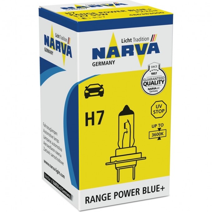 Лампа NARVA RANGE POWER BLUE+ H7 12V 55W PX26d 83812898