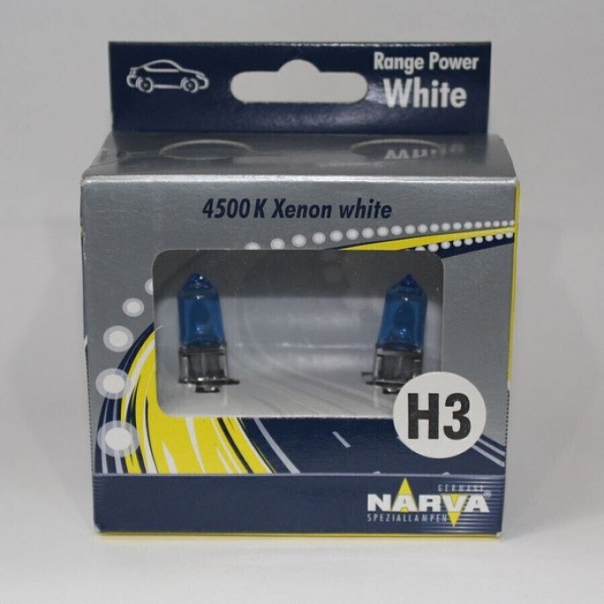 Лампа NARVA RANGE POWER WHITE H3 12V 55W PK22s 2 шт. 74616509