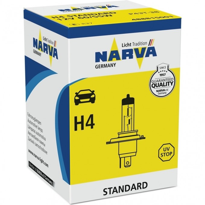 Лампа NARVA RANGE POWER WHITE H4 12V 60/55W P43t 74387076